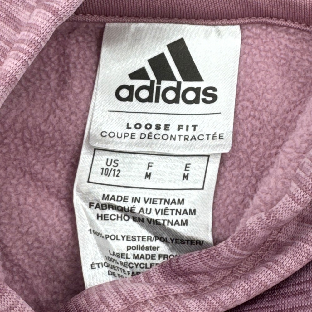 Adidas Girls Loose Fit Hoodie Purple Space Dye Fleece Pullover Size Medium 10/12 - Picture 3 of 4
